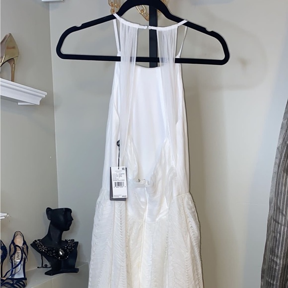 Sleeveless Shirred Tulle Midi Dress Ivory Adrianna Papell - Picture 7 of 10